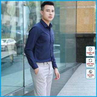 { Hình thật } áo sơ mi nam dài tay vải cotton lụa mền mịn cao cấp