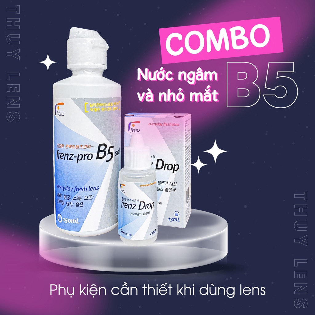 Combo nước ngâm và nhỏ mắt Frenz Pro B5 THUY LENS dùng rửa kính áp tròng