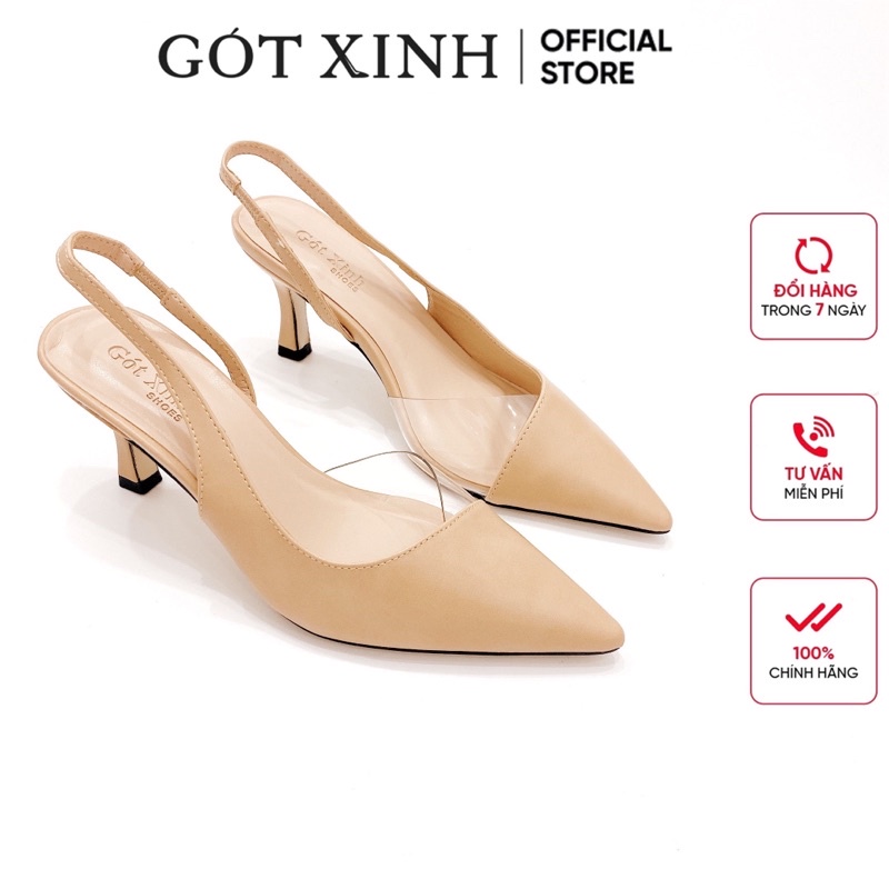 Giày cao gót nữ GÓT XINH G7 da mềm cao 7cm gót nhọn