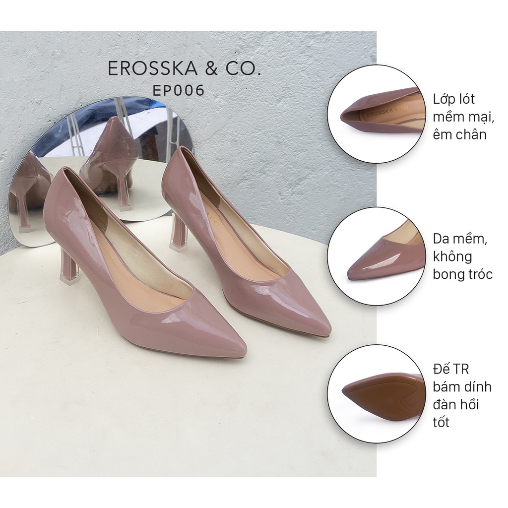 Erosska - Giày cao gót mũi nhọn cơ bản cao 7cm màu đen _ EP006