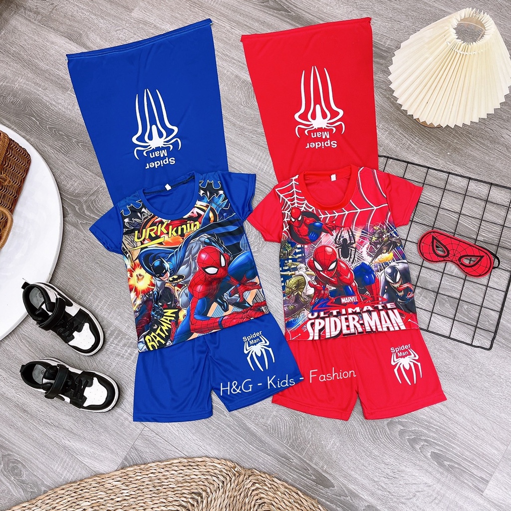 Bộ quần áo siêu nhân bé trai, bộ siêu nhân nhện cho bé 8-18kg Tunkid chất thun 3D mềm mịn