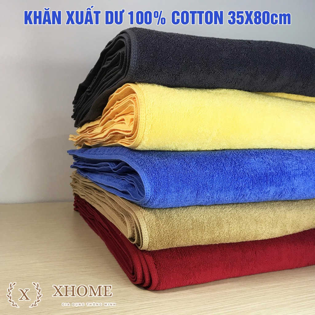 Khăn tắm cỡ trung - Khăn lau đầu xuất dư 100% cotton KT35X80 dày mềm