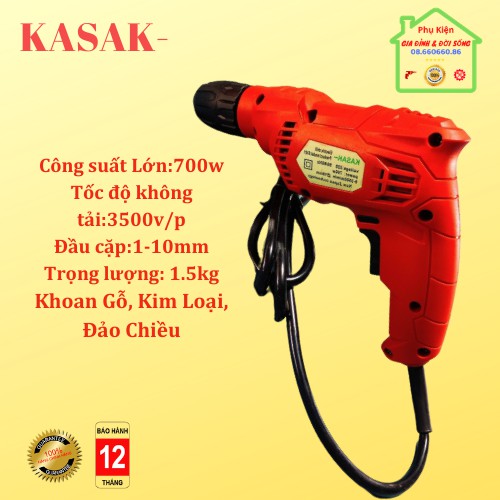 Máy Khoan Bắt Vít, Khoan Gỗ, Khoan Sắt KASAK 10ly [ LOẠI TỐT ] Nhập NHẬT BẢN + TẶNG Mũi Bắn Vít