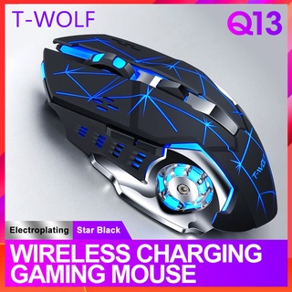 Chuột chơi game T-WOLF không dây 2.4G có thể sạc lại với đèn LED 7 màu cao cấp