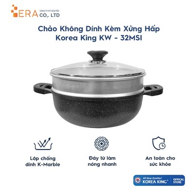 Chảo Sâu Lòng Phủ Đá Korea King KW-32MSI (32cm) - Hàng chính hãng