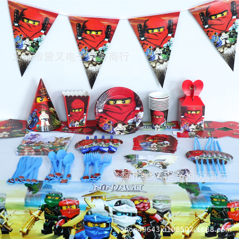 Yt1 Tấm Trải Bàn Trang Trí Tiệc Sinh Nhật Họa Tiết lego ninjago masters of Spinnerjitzu ty1