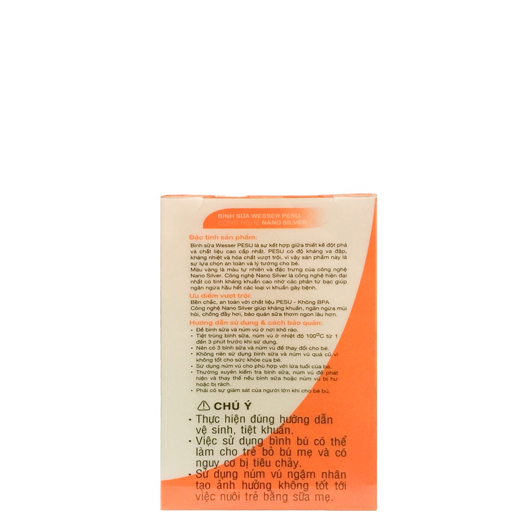 [CHÍNH HÃNG] Bình Sữa Wesser Nano Silver PESU Cổ Nhỏ 60ml