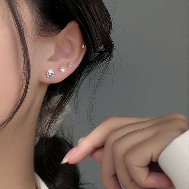 We Flower 6 Khuyên tai mạ bạc S925 đính đá zircon thời trang cho nữ chất lượng cao