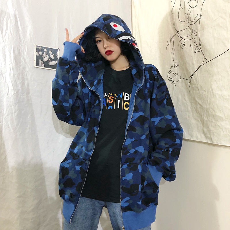 Áo khoác nam và nữ cá mập bape vn  hoodie  len unisexhàn quốc