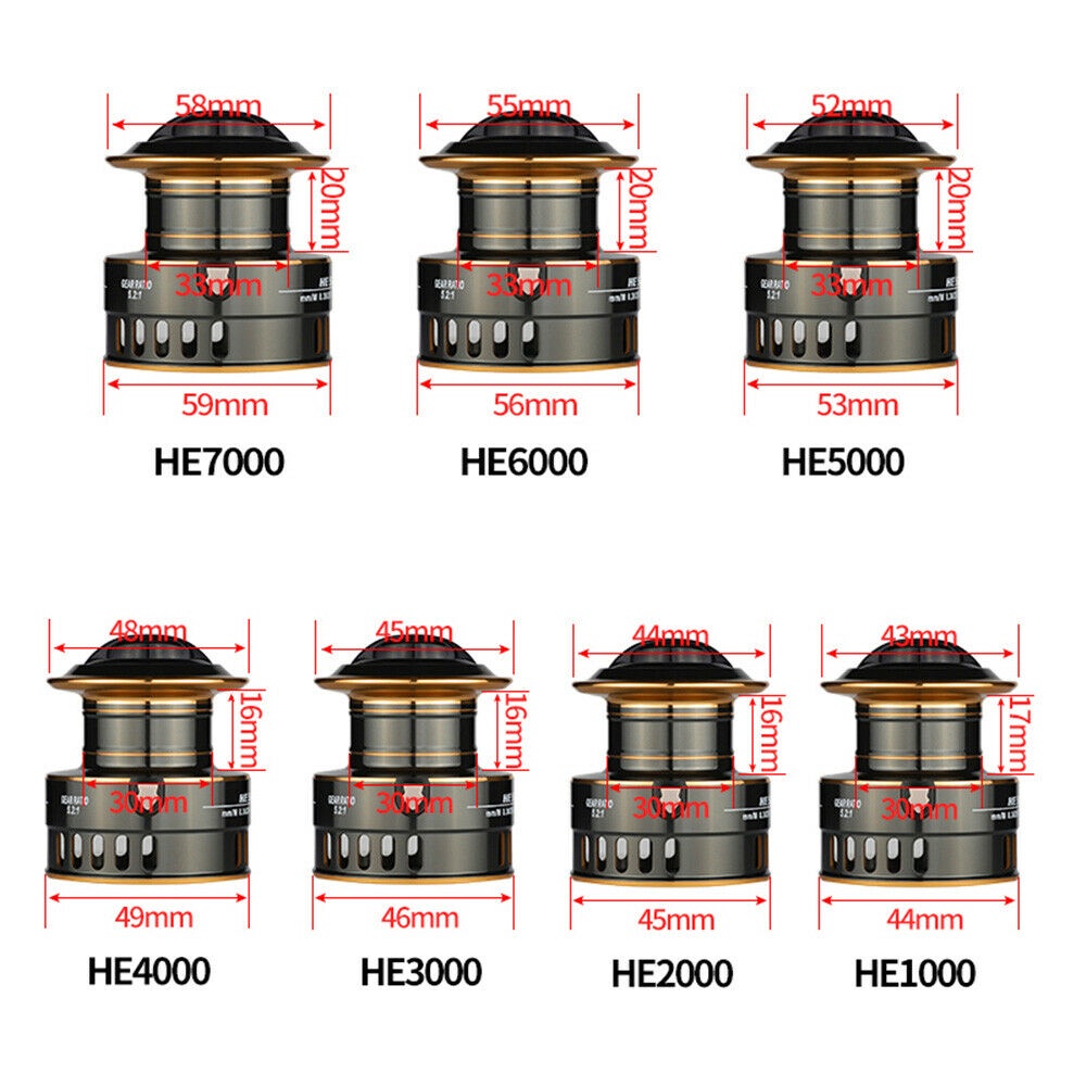 Máy Câu Cá HE500-7000 Series Max Drag 10kg 5.2:1 Tốc Độ Cao
