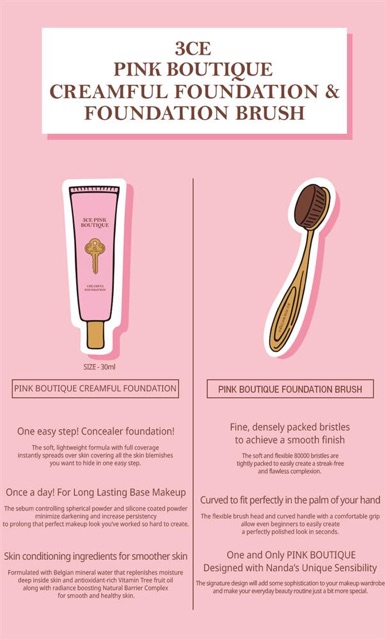 Cọ tán nền 3Ce pink foundation brush