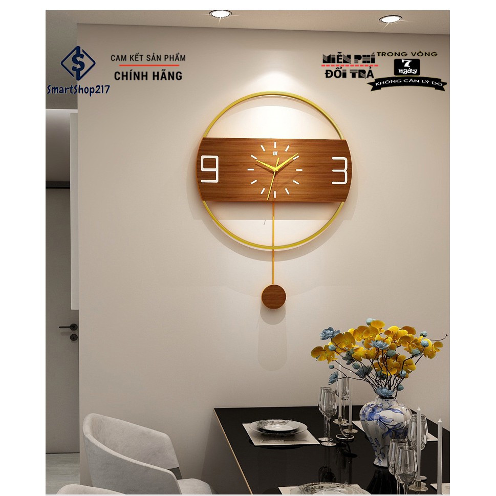 [DH-016] Đồng Hồ Treo Tường Trang Trí Quả Lắc (Tặng Decal trang trí + Bộ Kim dự phòng + Đinh treo chống hỏng tường)