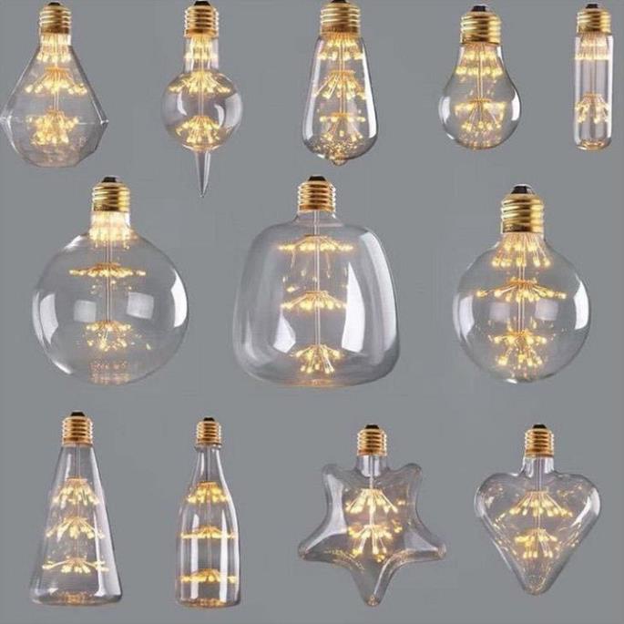 Bộ 2 bóng đèn led trang trí pháo hoa hình ngôi sao, đèn trang trí độc đáo