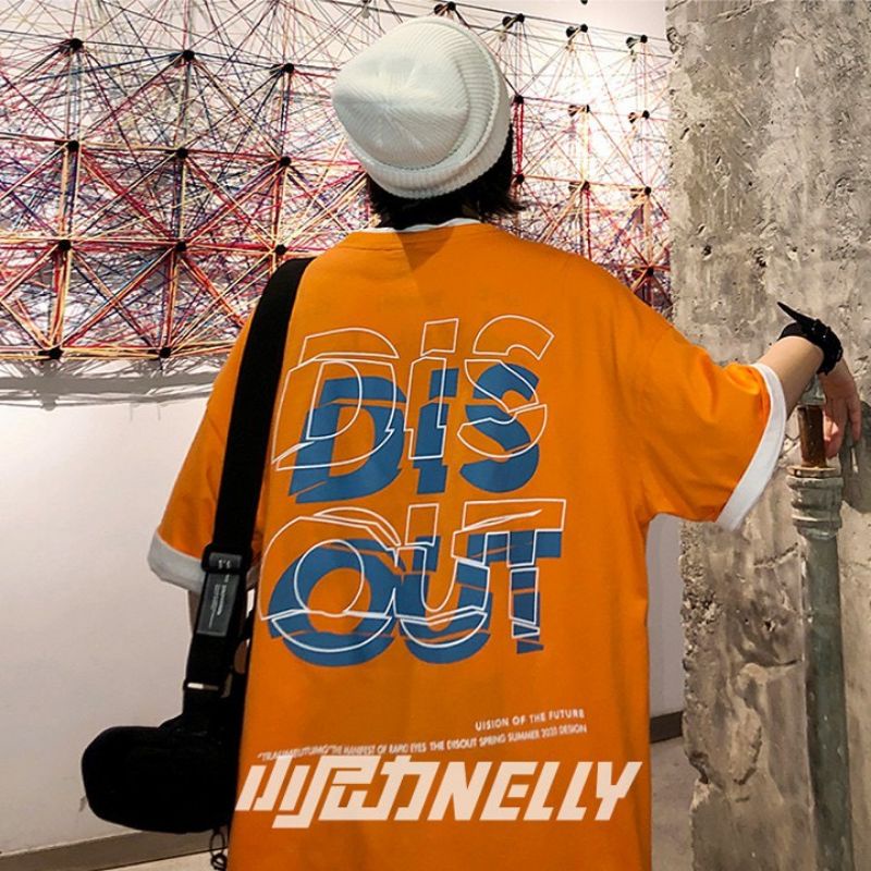 Áo thun tay lỡ unisex Dis out