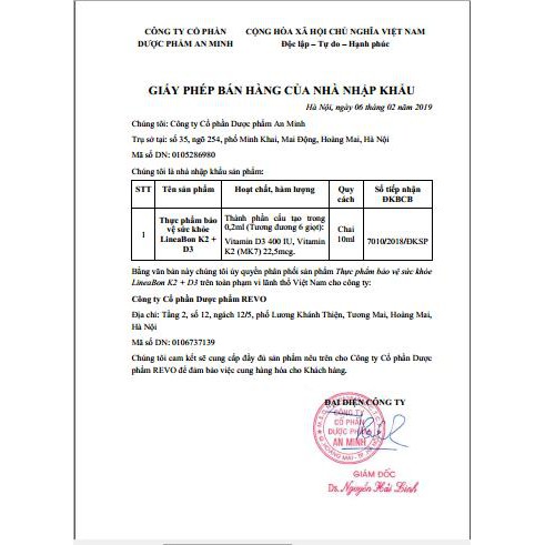 Vitamin D3K2 Lineabone - Hỗ trợ hấp thu canxi, tăng chiều cao cho bé_10ml