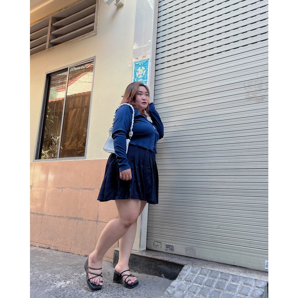 Áo kiểu bigsize KimFashion, croptop tay dài bigsize form ôm style hàn quốc nữ