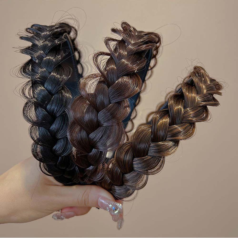 Băng Đô Cài Tóc Giả Thắt Bím Handmade Chống Trượt Phong Cách Hàn Quốc Cho Nữ