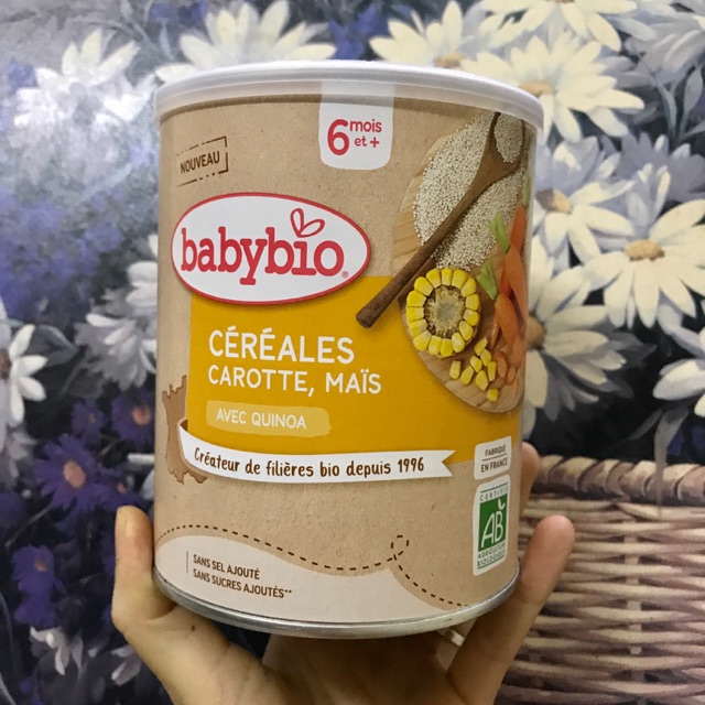 [Mẫu mới - Date 5/2022] Babybio Bột ăn dặm hữu cơ Quinoa, Carrot, Ngô Organic