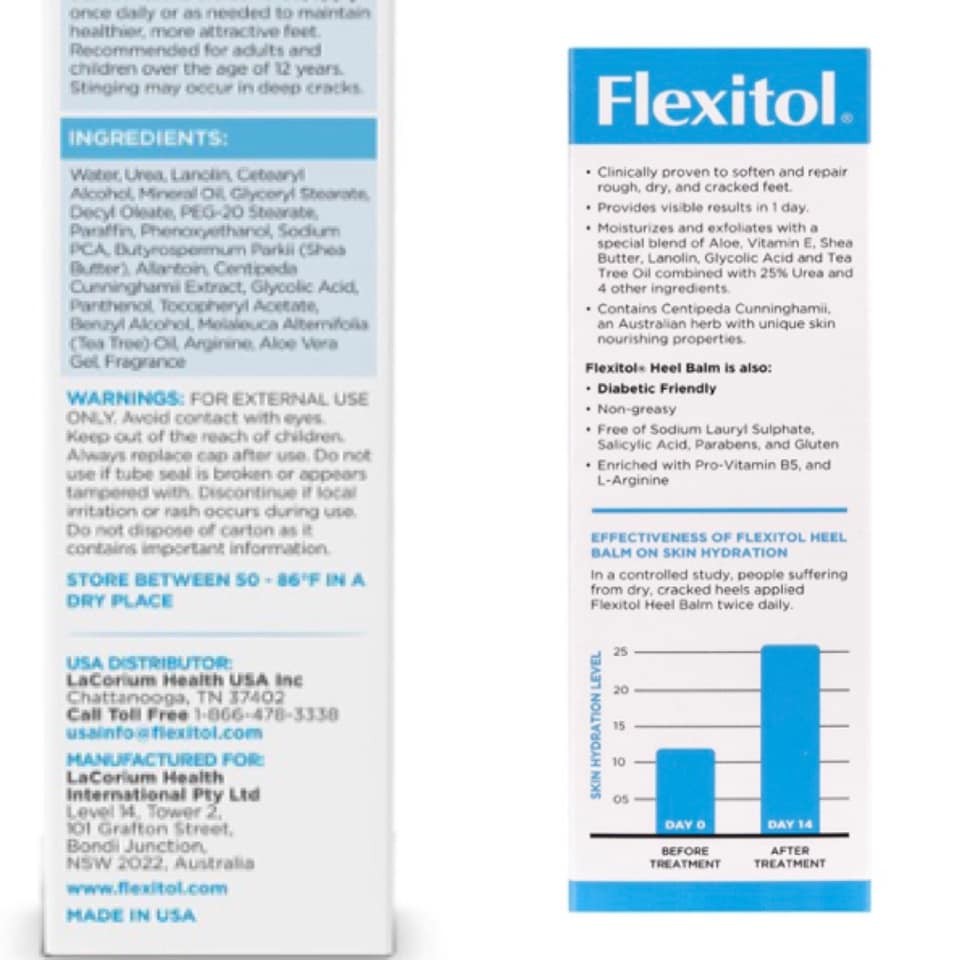[Hàng Mỹ] Kem hỗ trợ giảm Nứt gót chân Flexitol Heel Balm tuýp 56g