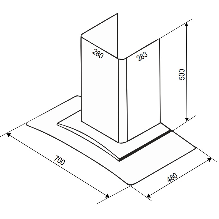 Máy hút mùi kính cong BAUER BC 70BS - Máy hút khói 70cm, Máy khỏe, Hút êm, Bảo Hành 2 Năm