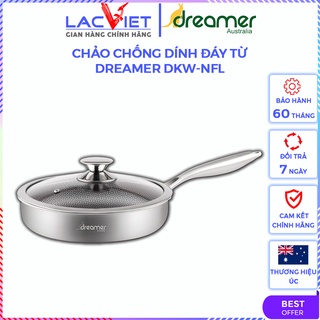 Chảo chống dính đáy từ Dreamer DKW-NFL1 - Đáy Từ vân tổ ong - 3 lớp đáy liền cao cấp - Dùng trên mọi loại bếp