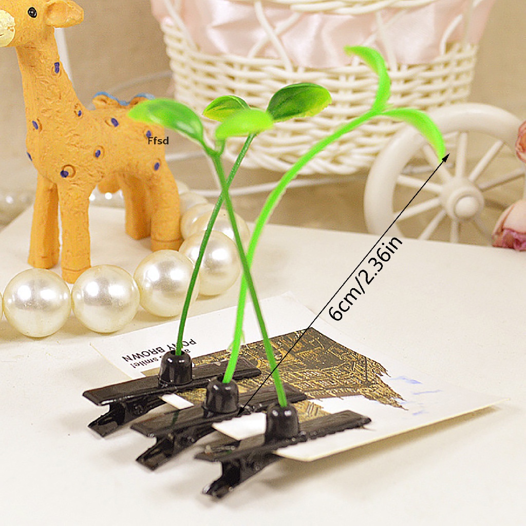 Set 4 kẹp tóc kiểu mầm cây vui nhộn bắt mắt thời trang unisex