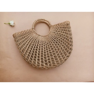 Giỏ cói bán nguyệt vintage