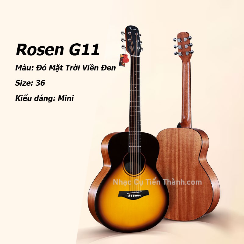 Đàn Guitar Acoustic Rosen G11 Mini Gỗ Thịt 100% CHÍNH HÃNG BH 12 THÁNG.