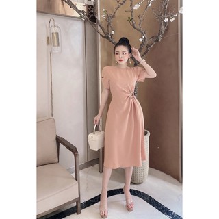 Đầm xòe ngắn tay nhún 1 bên eo - 20Again