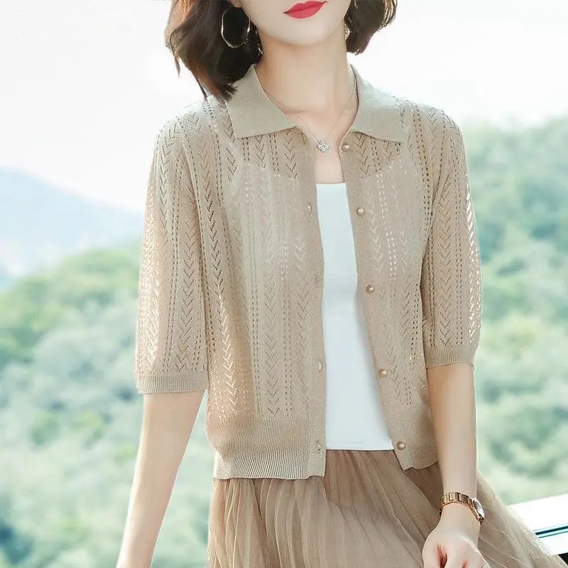 Áo Khoác cardigan Len Dệt Kim Mỏng Dáng Rộng Phong Cách Hàn Quốc Cho Nữ