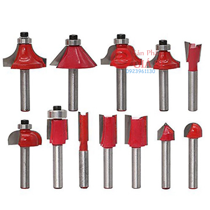 Bộ mũi phay gỗ cốt 6.35mm hoặc 12.7mm - bộ 12 mũi soi gỗ ❤️freeship❤️