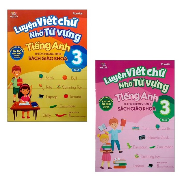 Sách Megabook - Combo Luyện Viết Chữ Nhớ Từ Vựng Tiếng Anh Theo Chương Trình Sách Giáo Khoa Lớp 3 (Tập 1 + Tập 2)