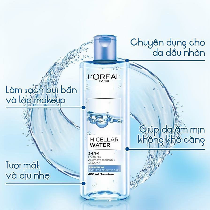 Nước Tẩy Trang L’Oréal Làm Sạch Sâu 3 Trong 1 MICELLAR Water Deep Cleansing 95ml (Chai)