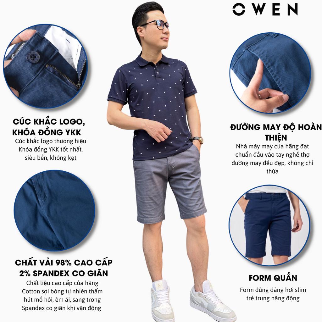 Quần short nam kaki Owen màu xám, chất liệu vải cotton cao cấp, co giãn, trẻ trung, dáng slimfit năng động