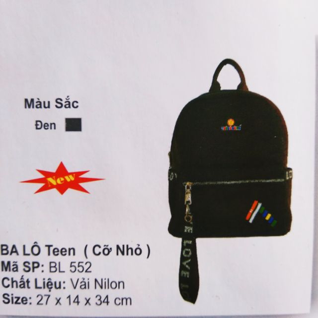 Ba Lô Teen ( cỡ nhỏ ) Thủ Đô Vàng - chính hãng, Mã SP: BL 552