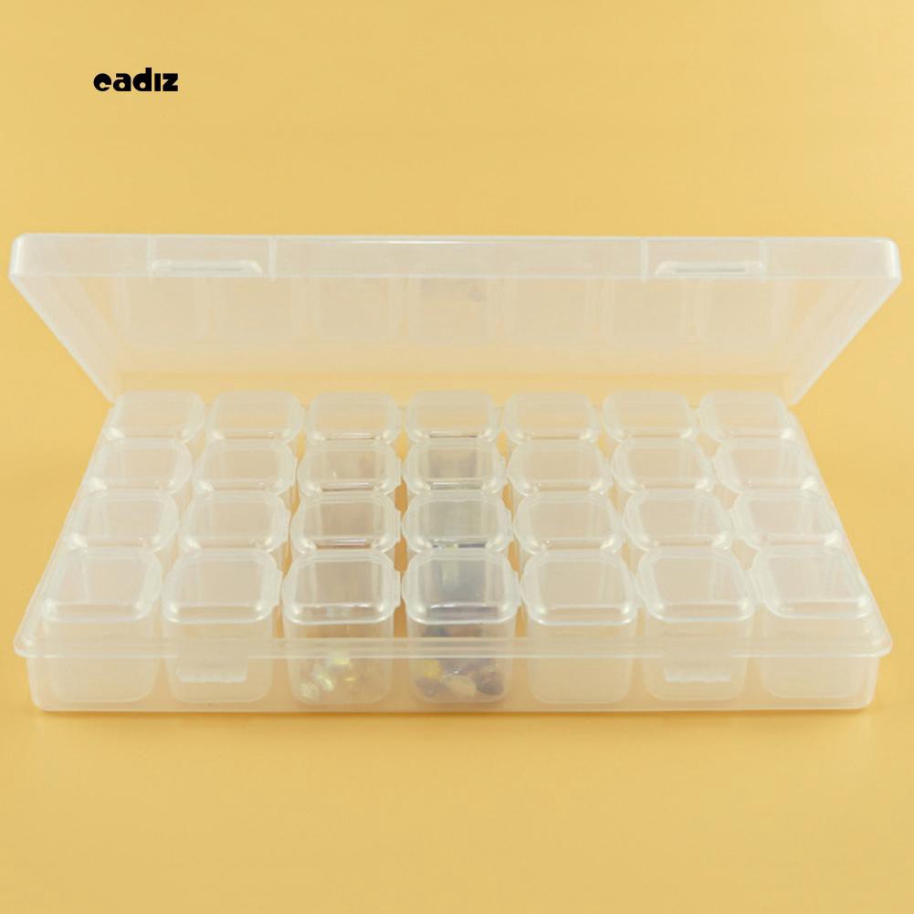 Hộp nhựa 28 ngăn đựng phụ kiện trang trí móng tay chuyên dụng