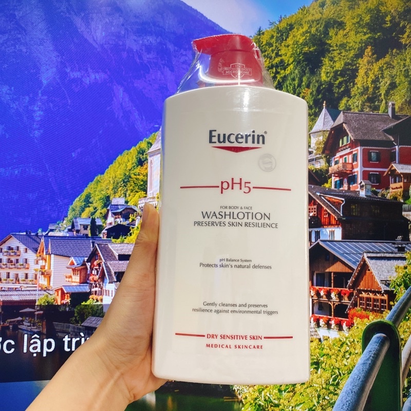 Eucerin Sữa tắm dạng gel pH5, cho da nhạy cảm (có mùi) Eucerin pH5 Washlotion 1000ml (Date 2024)