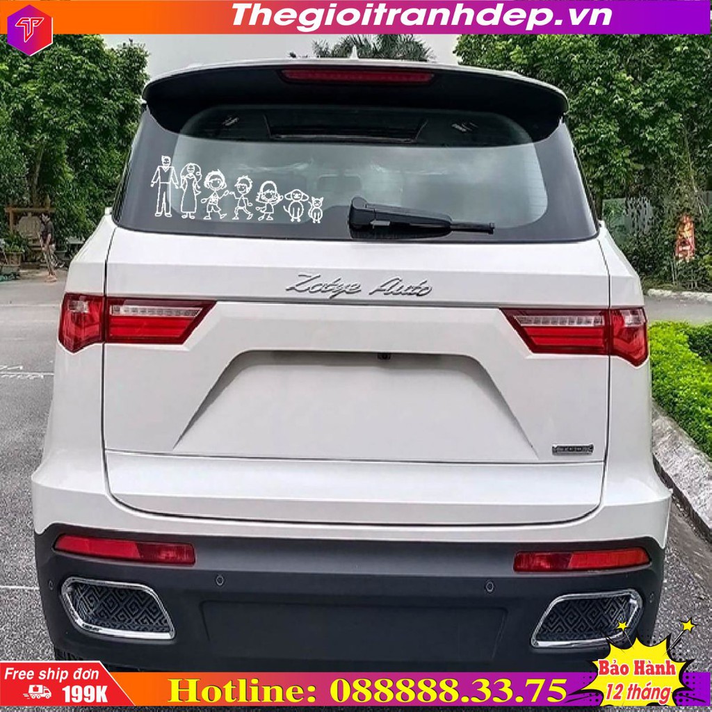 Decal xe hơi gia đình họa tiết đáng yêu Far-09