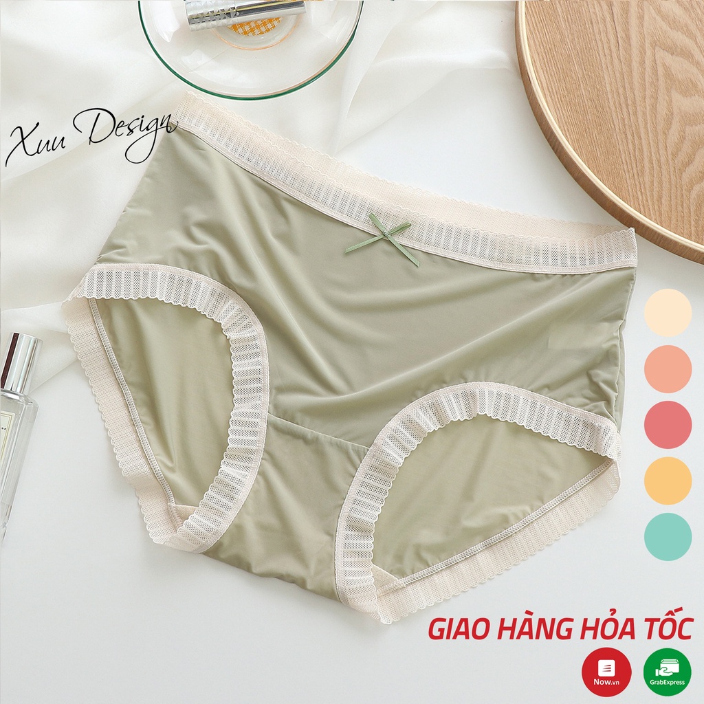 Quần lót nữ Su lạnh cao cấp XUU, phối viền ren màu trung tính chất liệu mềm mại co dãn thoáng khí - QC110