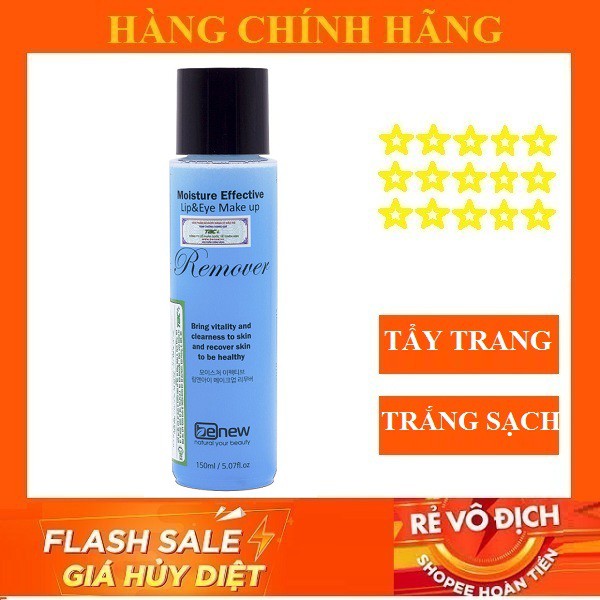 MỸ PHẨM CHÍNH HAG -Nước tẩy trang trắng da dành cho mặt và mắt môi Benew Makup Remover Hàn quốc cao cấp 150ml/Chai