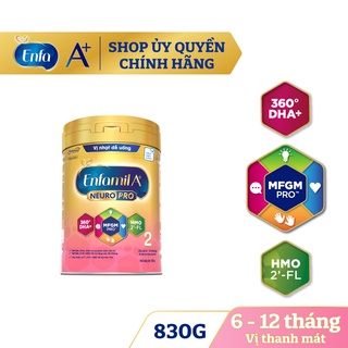 Sữa bột Enfamil A+ Neuropro 2 Vị thanh mát với dưỡng chất DHA & MFGM cho trẻ từ 6 - 12 tháng tuổi - 830g