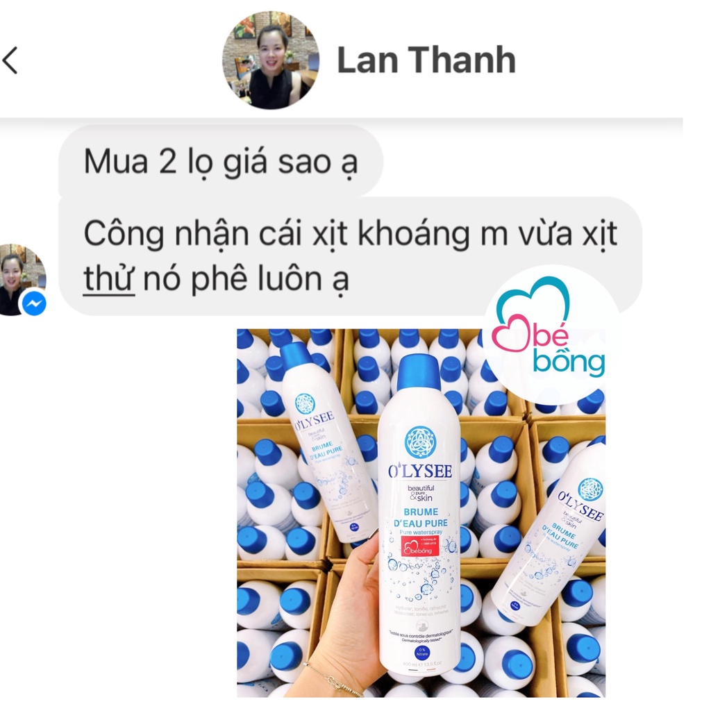 Xịt khoáng dưỡng da O'Lysee 400ml