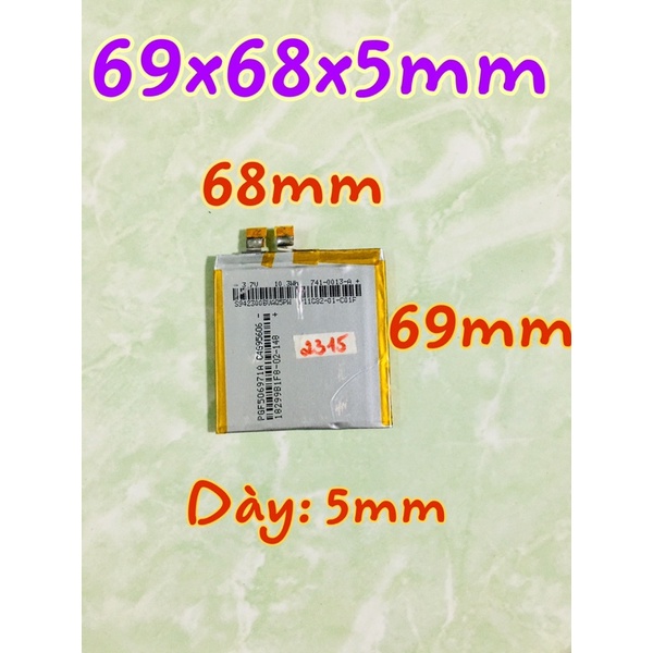 Pin LIPO Lithium-Polimer 3,7V tháo máy kích thước 69x68x5mm - hàng chính hãng cho ae tha hồ chế cháo