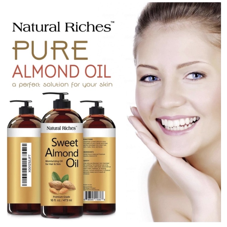 Dầu hạnh nhân 100% nguyên chất Natural Riches sweet almond oil 473ml  USA