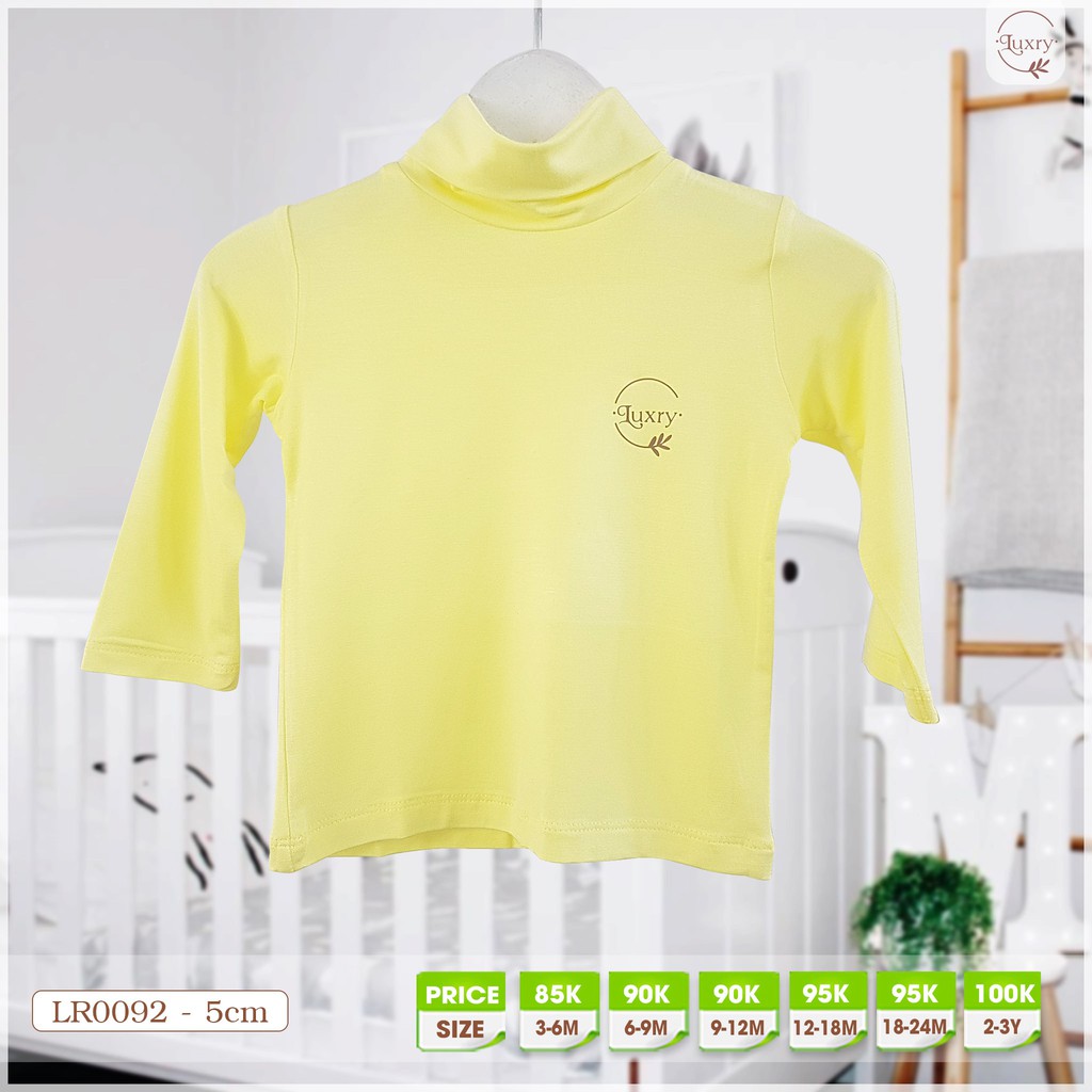 Áo cổ lọ 5cm cho bé trai và bé gái giữ ấm cổ ngực tay dễ thương - Vải sợi tre thương hiệu Luxry