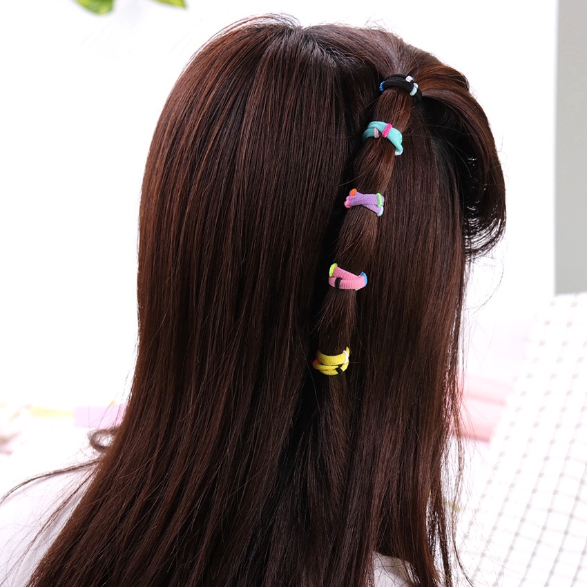 Set 100 Dây Chun Buộc Tóc Nhiều Màu Cho Bé Gái