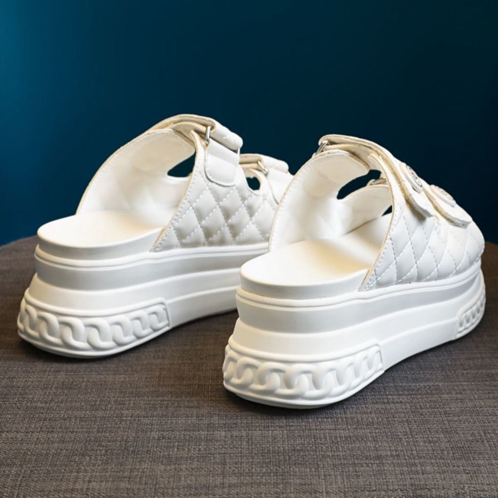 Thời trang mùa hè của phụ nữ mùa hè Dép tăng chiều cao 7CM Giày dép nền tảng Wedge Dép đi trong nhà