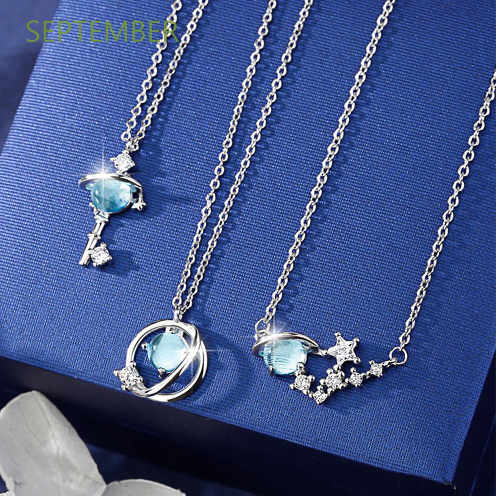 Vòng Cổ Mặt Chìa Khoá Đính Đá Sapphire Xanh
