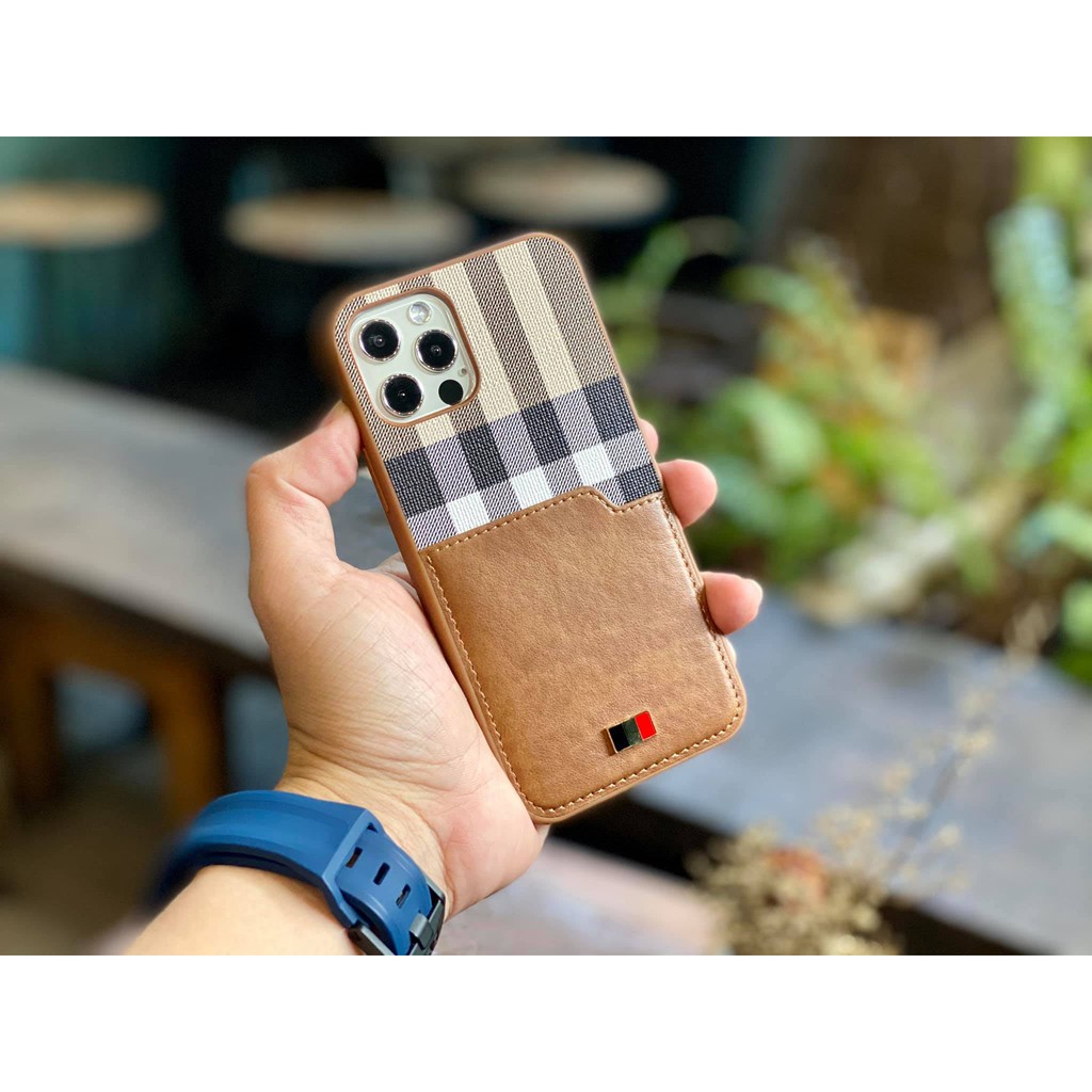 Ốp hoạ tiết kẻ sọc caro khe thẻ cao cấp dành cho iphone 14/14plus/14pro/14promax/13/13pro/13promax/12/12pro/12 promax
