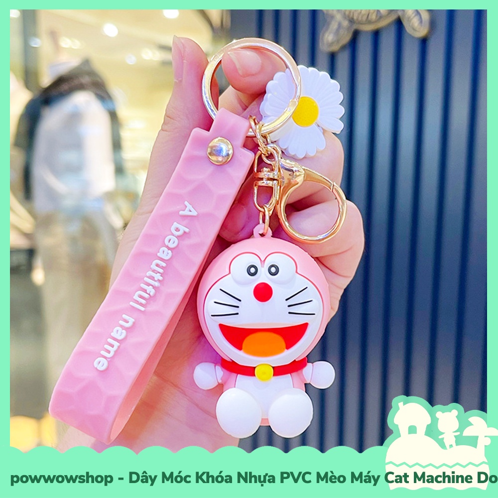 [Sẵn VN - Hỏa Tốc] Dây Móc Khóa Nhựa PVC Mẫu Mèo Thông Minh Cat Smart Dora Pink &amp; Blue